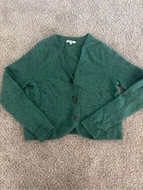 Madewell Forest Green V-Neck Button Cardigan